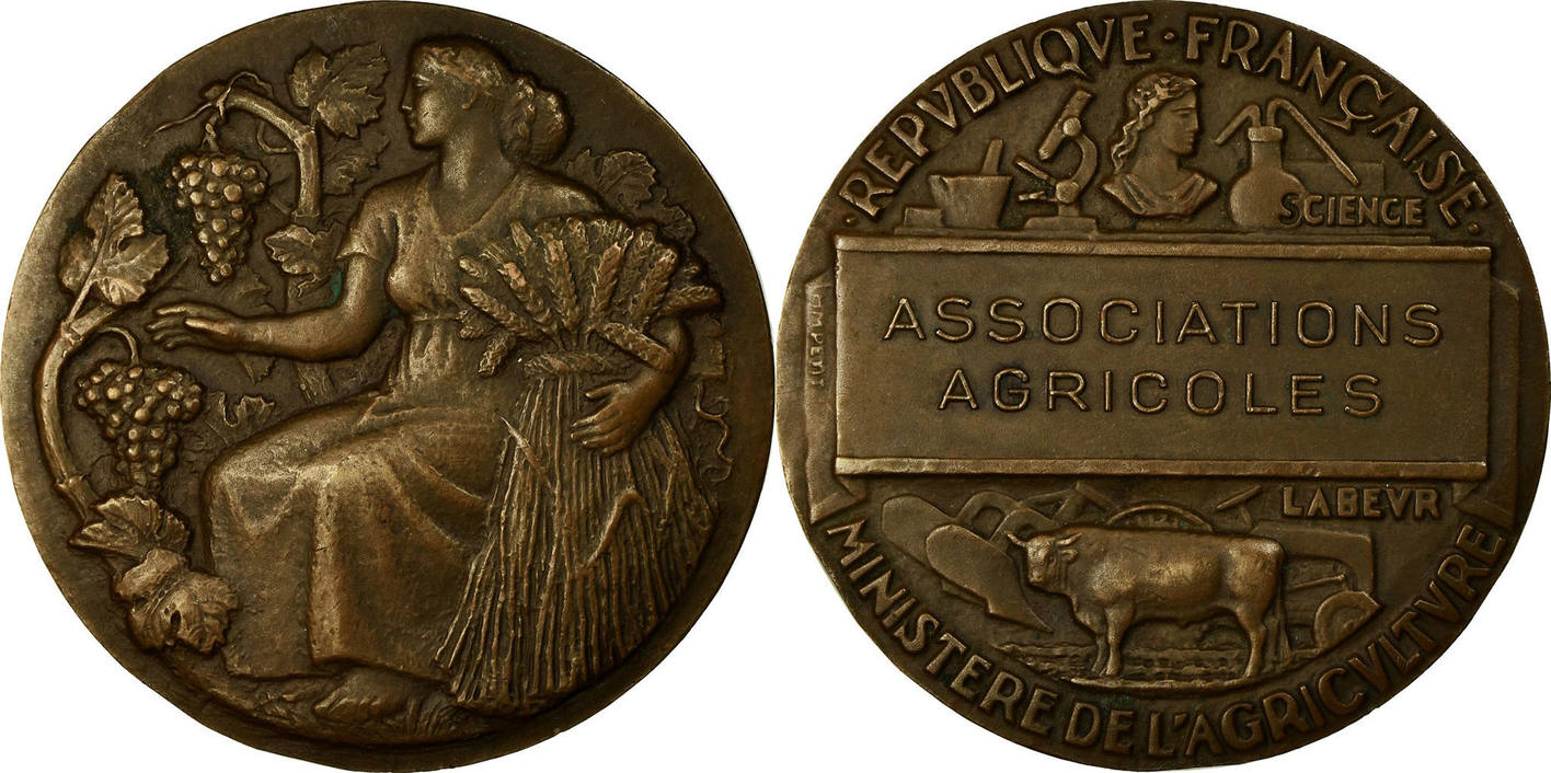 Médaille bronze Ministère de l'agriculture Associations agricoles Science Labeur