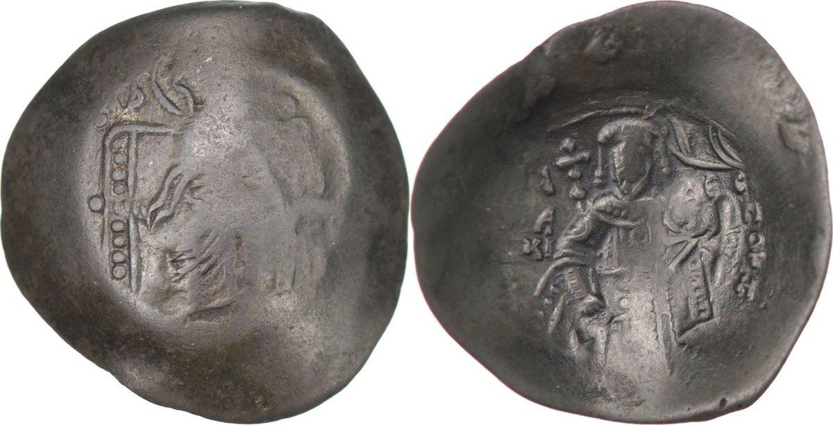 Constantinople Aspron trachy S+ B Isaac II Angelus 1185-1195 Münze #61577 