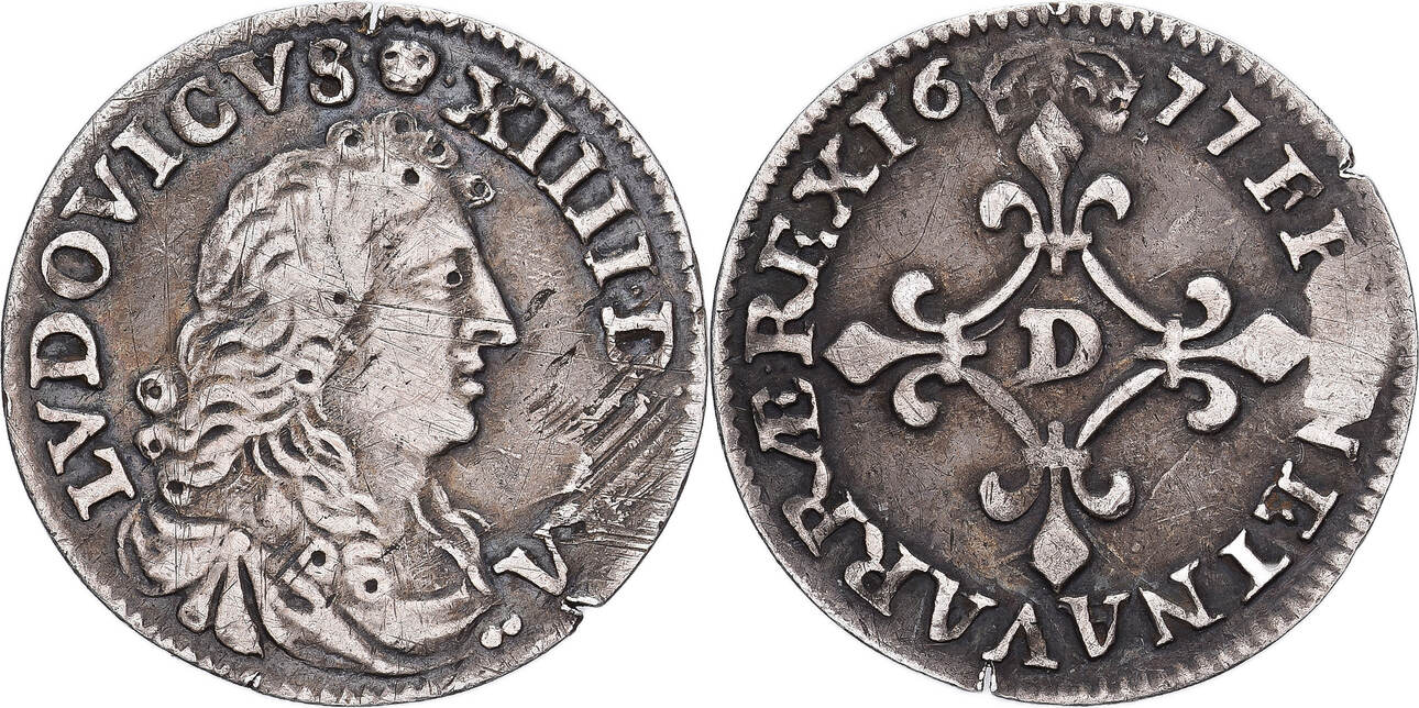 France 1677 D Louis XIV, 4 Sols dits « des Traitants », Lyon EF(40-45) |  MA-Shops