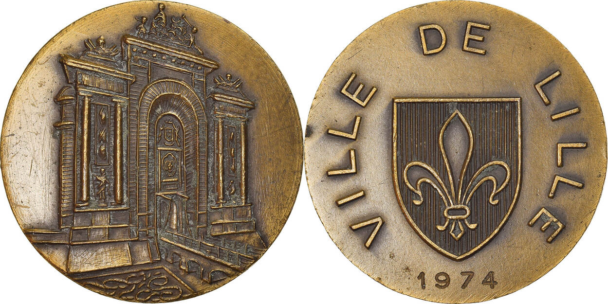 France Token 1974 Ville De Lille Geography Bronze AU 50 53 MA Shops