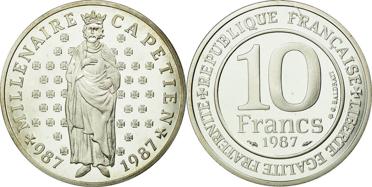 French 10. 10 Francs. Бриллиантовая монета Paris 2023. Paris 1987.