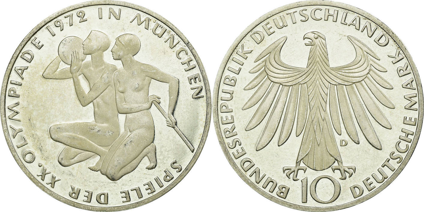 Germany Federal Republic 10 Mark 1972 D Coin Munich Silver Ef40 45 Ma Shops