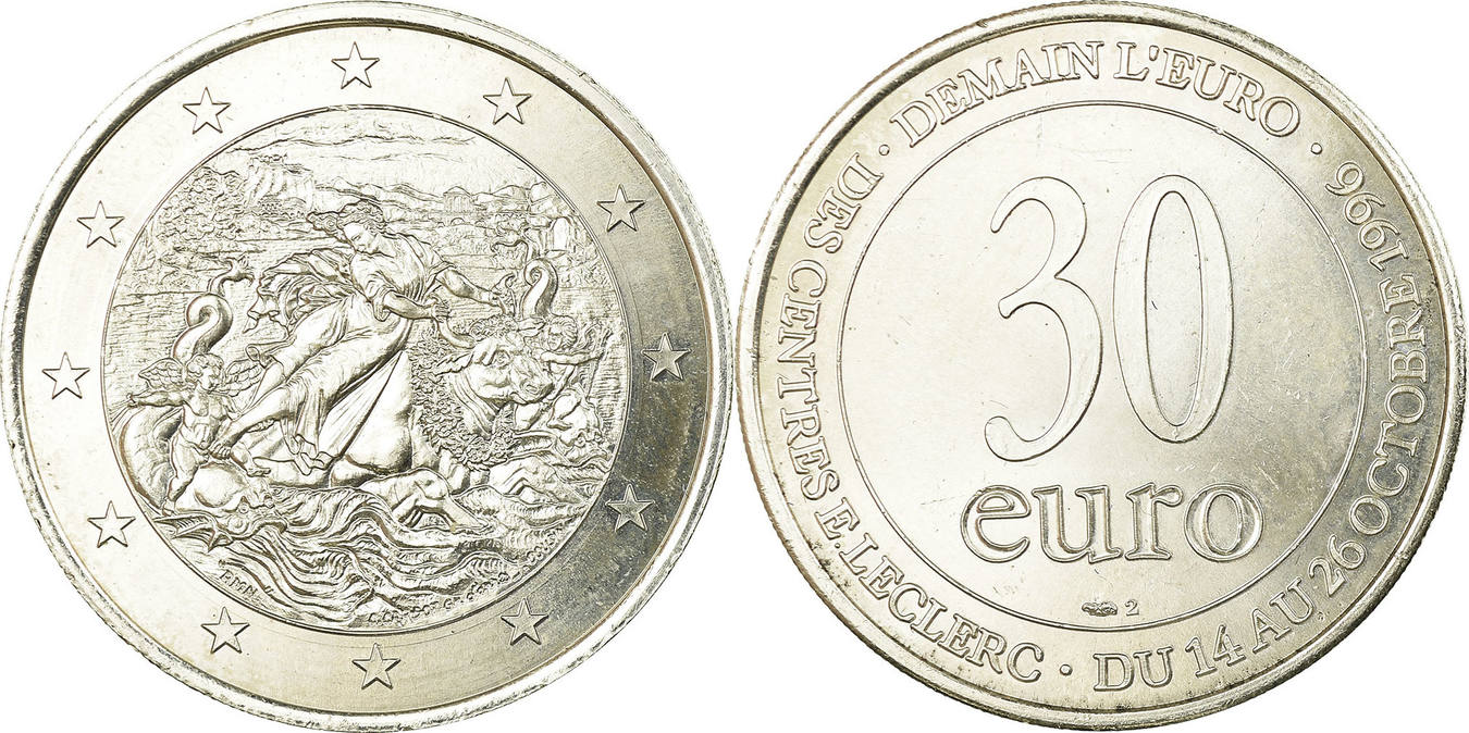 30 eur. Медаль Франция 1789 1989 le Havre ville du Havre. 5fr. 1996 France. 30 Euro. Euro Cent.