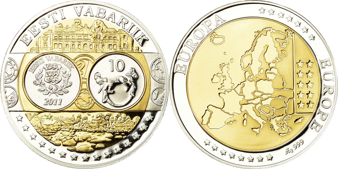 Estonia Medal Euro, Europa, Silver MS(65-70) | MA-Shops