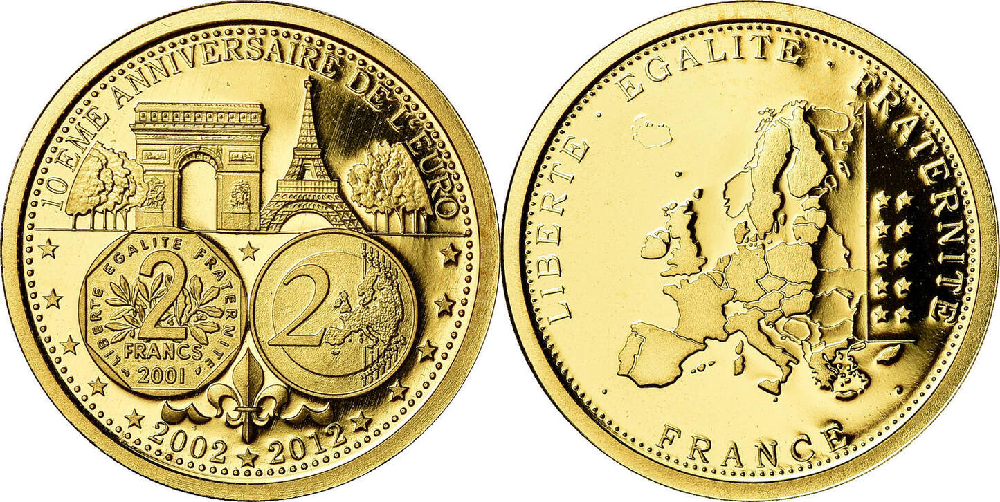 France Medaille 10eme Anniversaire De L Euro Gold Ms 65 70 Ma Shops