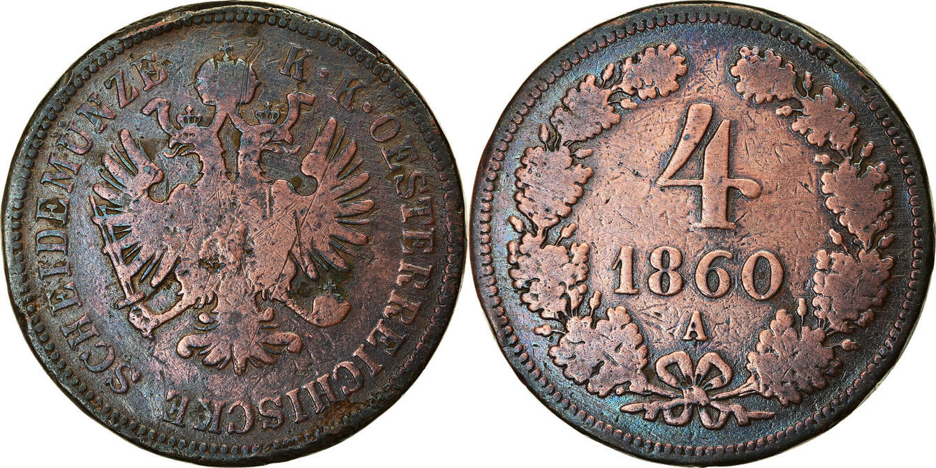 AUSTRIA FRANZ JOSEPH 3 KREUZER 1851 B RAME COIN MONETE DA COLLEZIONE