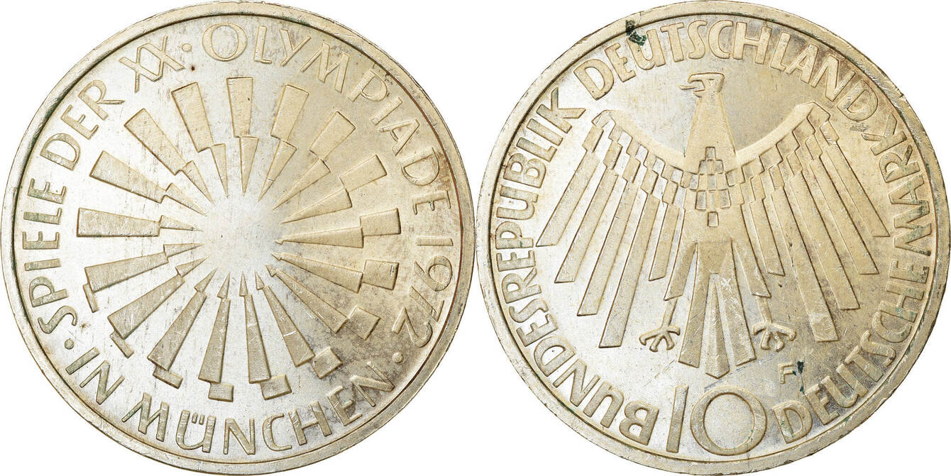 Germany Federal Republic 10 Mark 1972 F Coin Stuttgart Silver Ef40 45 Ma Shops