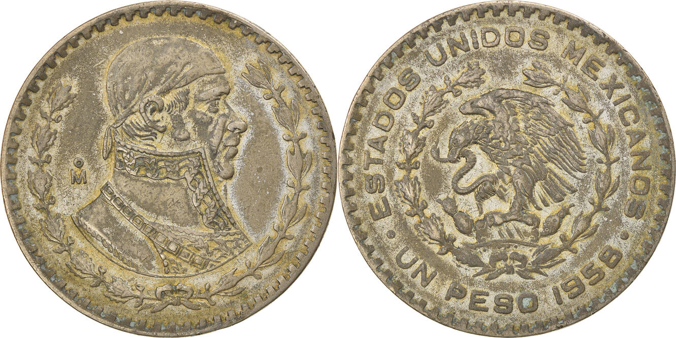 Peso 1958 Mexico City Coin, Mexico City, Silver, KM:459 VF(30-35) | MA-Shops