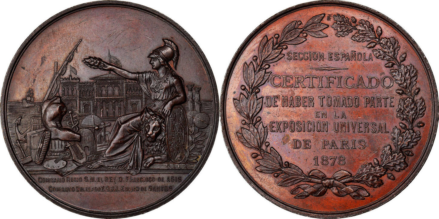 Spain Medal 1878 Alfonso XII, Exposición Universal en París, Sección ...