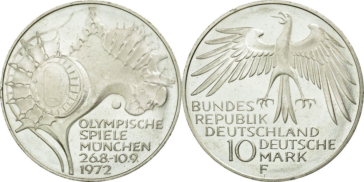 Germany Federal Republic 10 Mark 1972 F Coin Stuttgart Silver Ms60