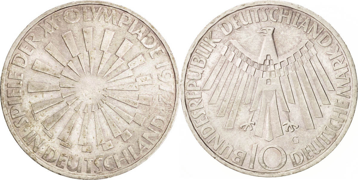 Germany Federal Republic 10 Mark 1972 G Coin Karlsruhe Silver Ms60 62 Ma Shops