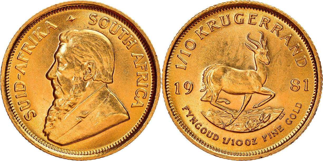 South Africa 1 10 Krugerrand 1981 Coin Gold KM 105 MS 63 MA Shops