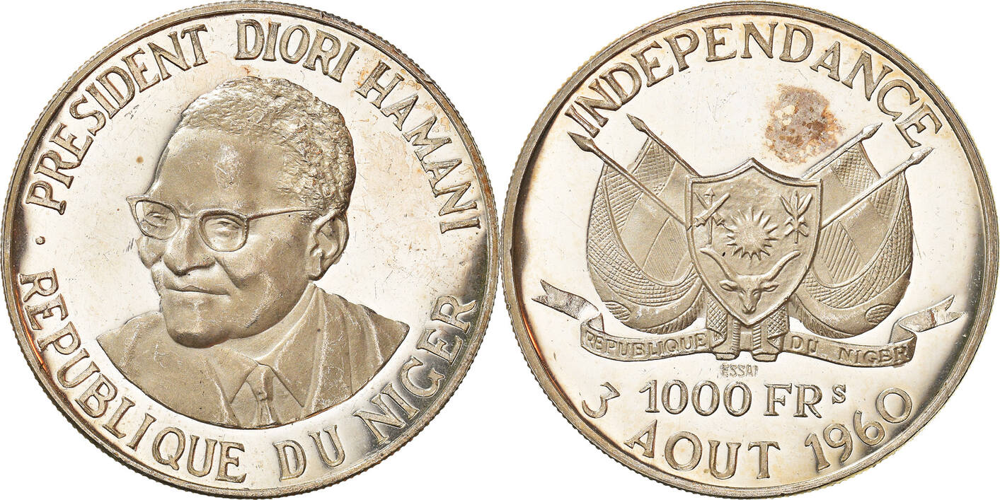 Niger 1000 Francs 1960 Coin, Silver, KM:6 MS(65-70) | MA-Shops