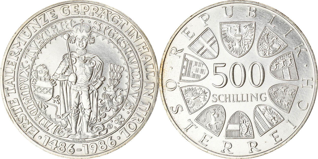 Austria 500 Schilling 1986 Vienna Coin, Vienna, Silver, KM:2977 MS(63 ...