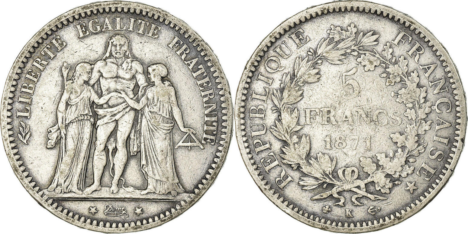 5 Francs HERCULE 1871 K   Bordeaux 