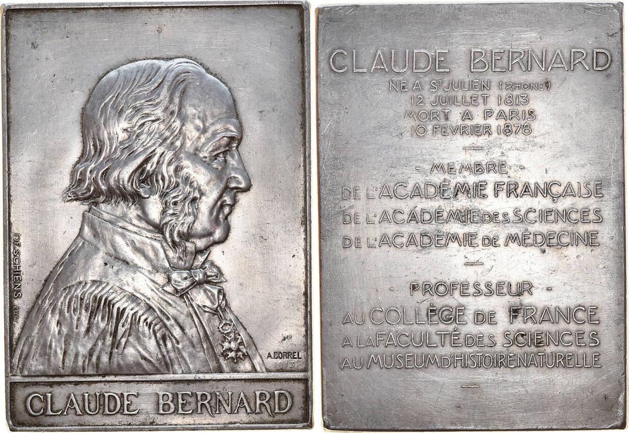 France Medal 1913 Claude Bernard, Medicine, Deschiens, Aluminium EF(40