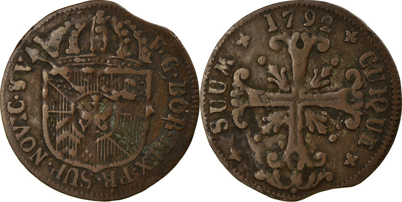 SWISS CANTONS 1/2 Batzen 1792 Neuenburg Coin, NEUCHATEL