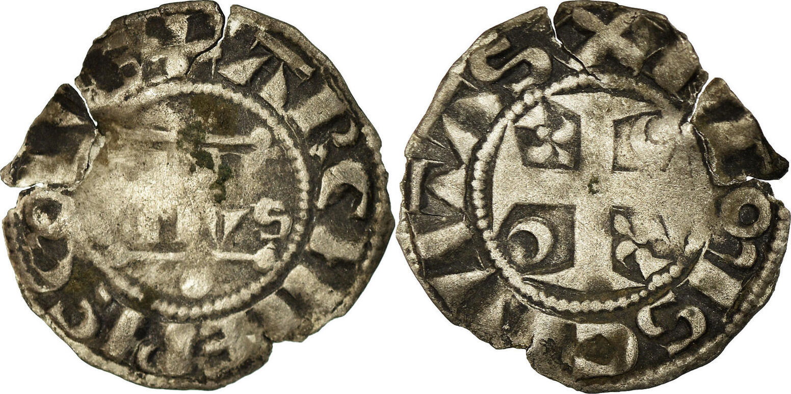 France Denarius Coin, Samson de Mauvoisin, Reims, Billon VF(20-25) | MA