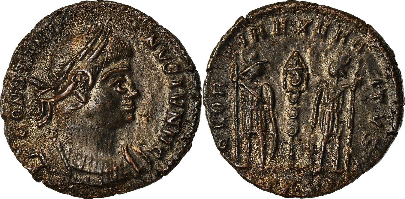 Nummus Coin, Constantine II, Uncertain Mint, Copper AU(55-58) | MA-Shops