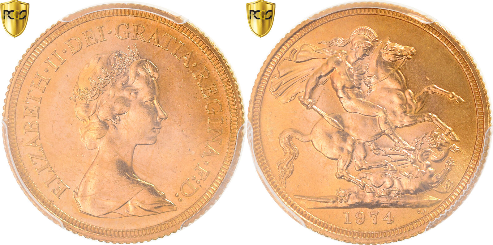 Great Britain Sovereign 1974 Coin, Elizabeth II, PCGS, MS65, Gold MS(65 ...