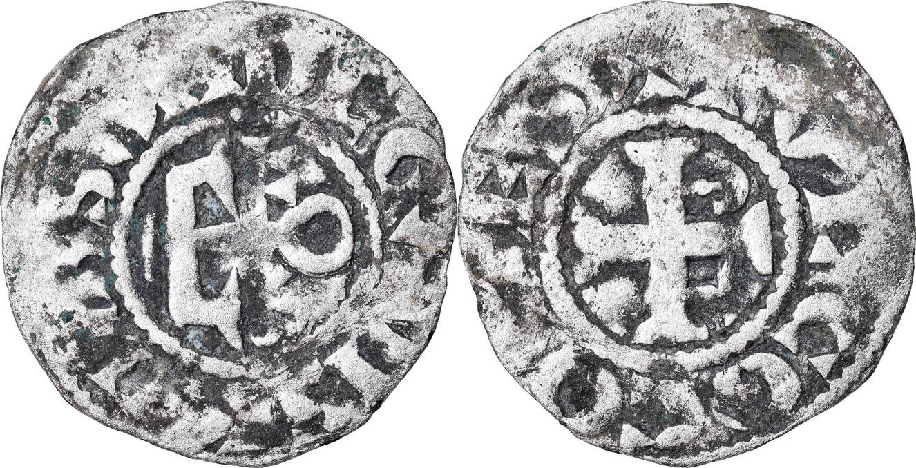 France Denarius Coin, Anjou, Foulques IV, Angers, Silver VF(20-25) | MA