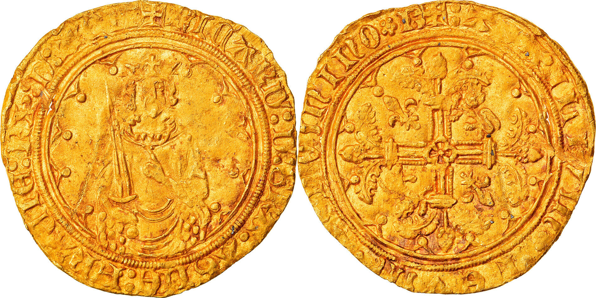 France Hardi d'or 1377-1390 Bordeaux Coin, Aquitaine, Richard II, Bordeaux AU(50-53) | MA-Shops