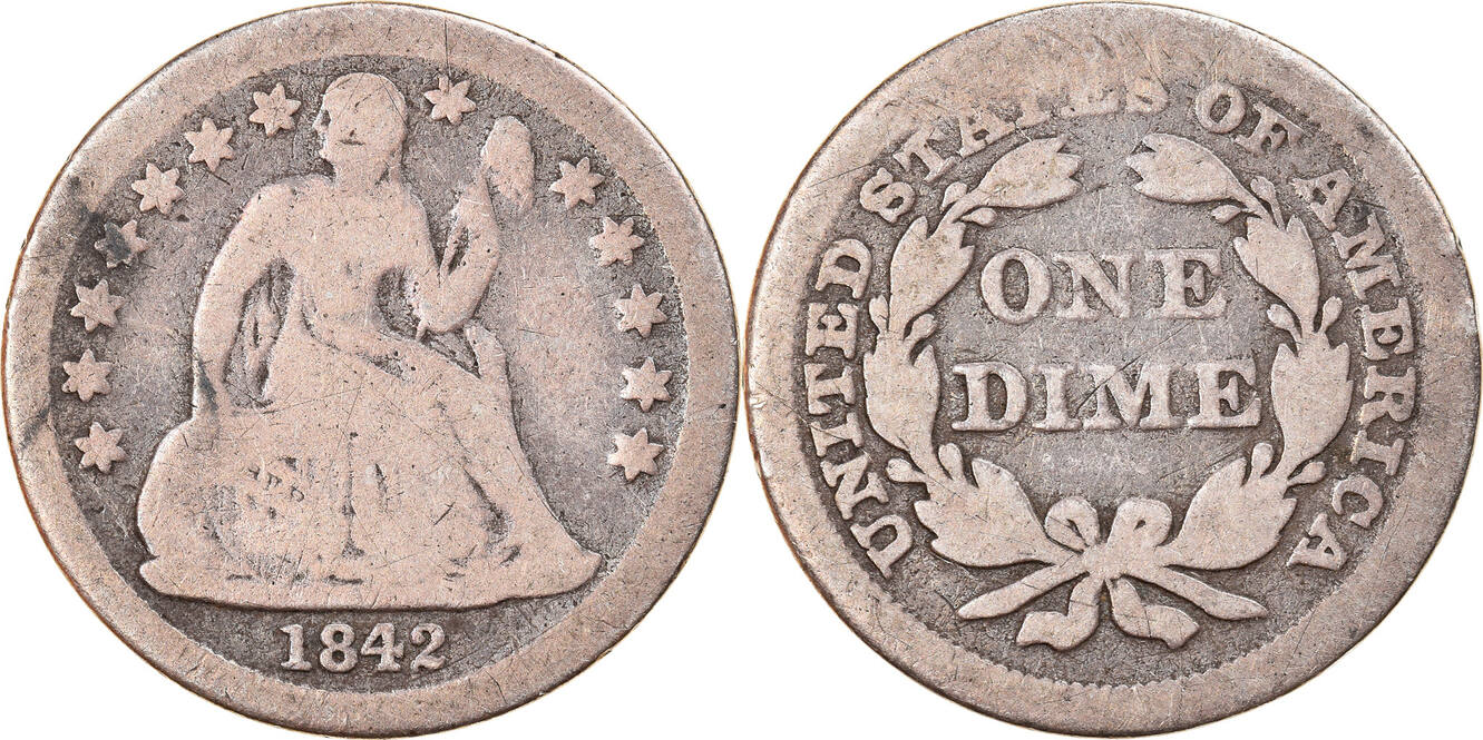 1842 american dime fashion