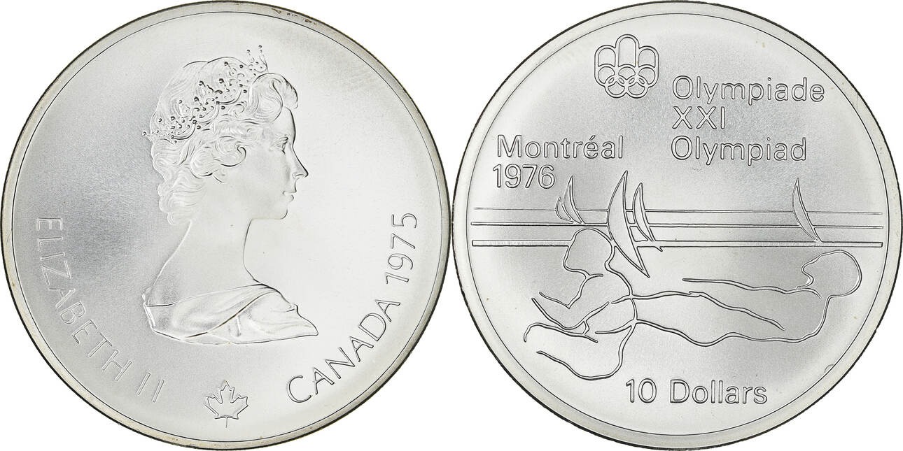 Canada 10 Dollars 1975 Ottawa Coin, Montréal XXI Olympiade, Ottawa MS ...