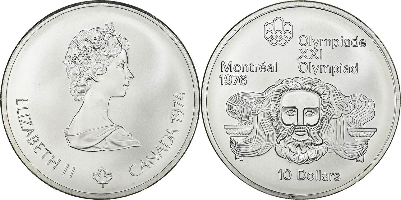 Canada 10 Dollars 1974 Ottawa Coin, Montréal XXI Olympiade, Ottawa MS