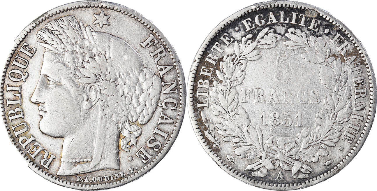 5 francs Cérès, IIe République 1851 Paris F.327/7 fmd_671944 Modernes
