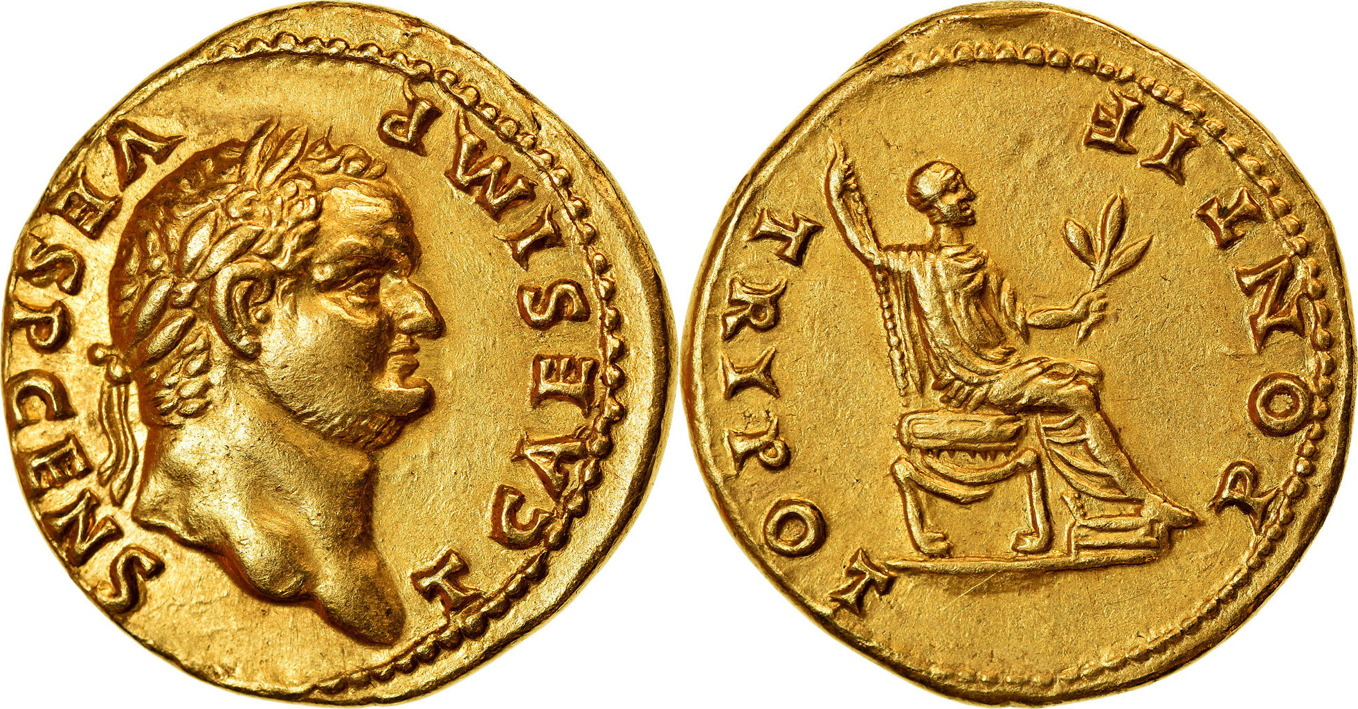 Or SUP+ Titus 73 AD Aureus #890636 Monnaie RIC:555 Rome 