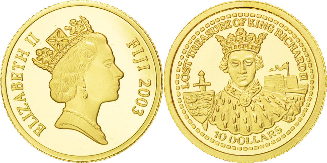 Fiji 10 Dollars 2003 Coin, Elizabeth II, Gold, KM:113 MS(65-70) | MA-Shops