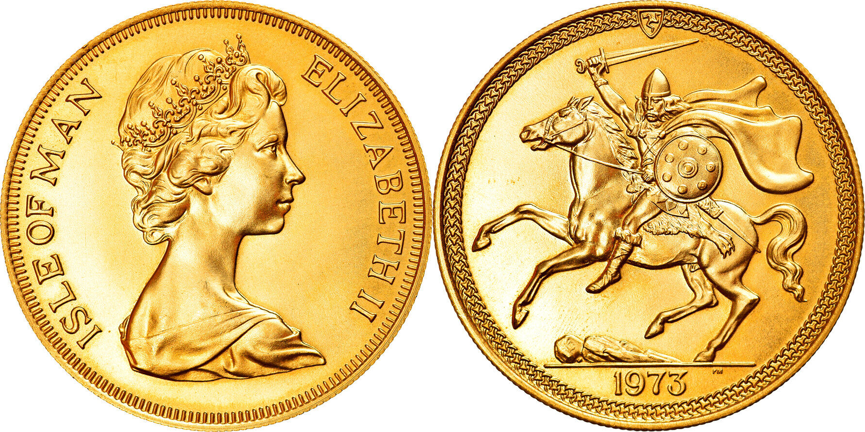 Isle of Man 5 Pounds 1973 Coin, Elizabeth II, Gold, KM29 MS(6570)