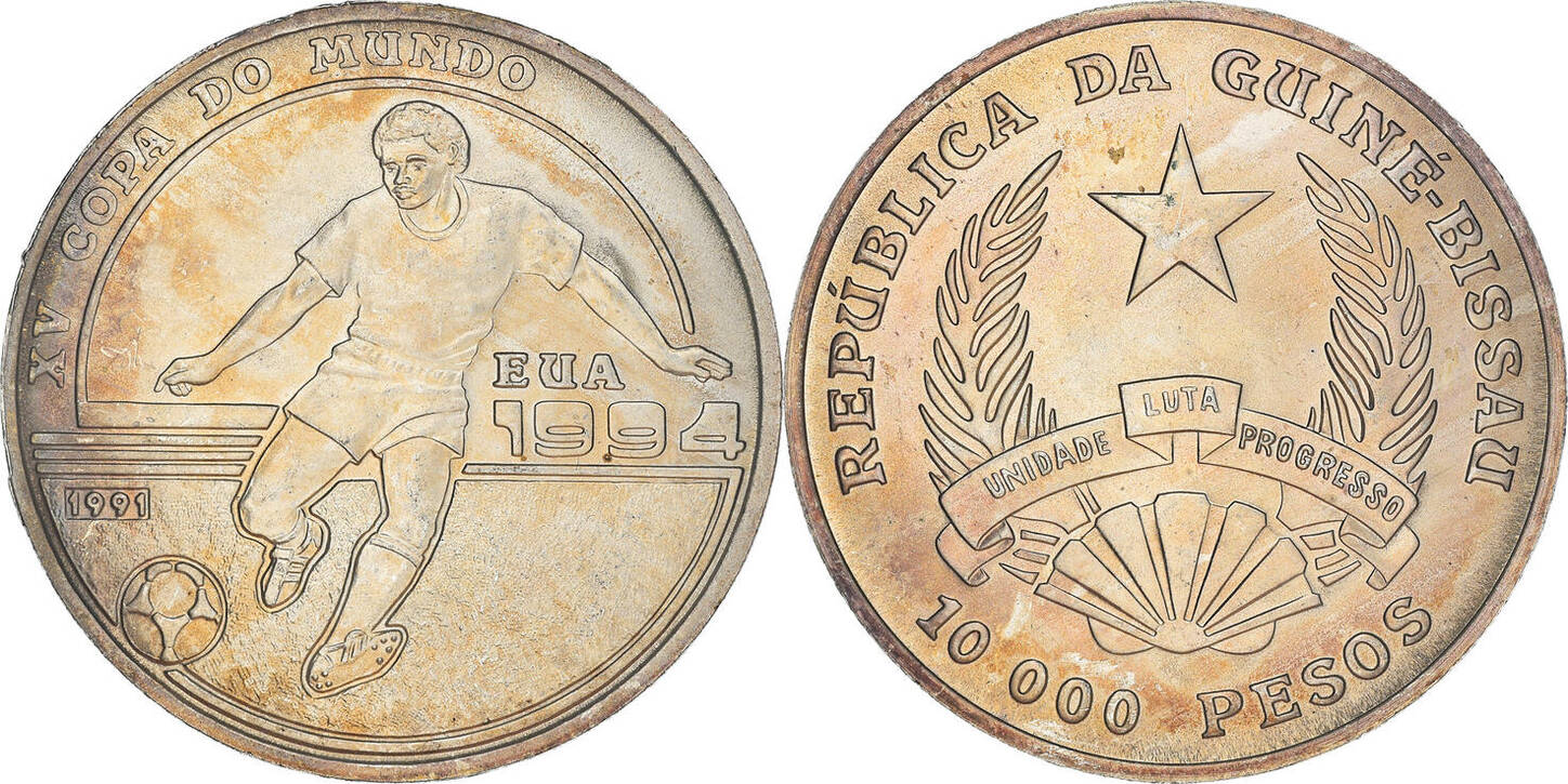 Guinea-Bissau 10000 Pesos 1991 Coin, Silver, KM:29 MS(63) | MA-Shops