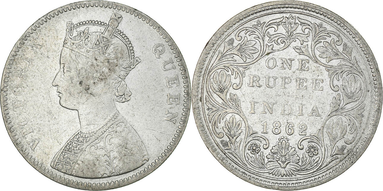 British India Rupee 1862 (m) Coin, INDIA-BRITISH, Victoria, Bombay