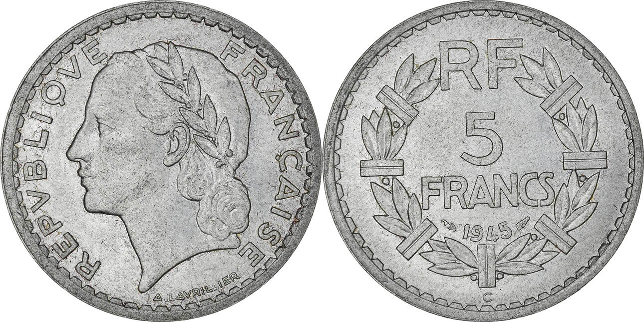 5 francs Lavrillier 1945 C Bronze Aluminium - Collection