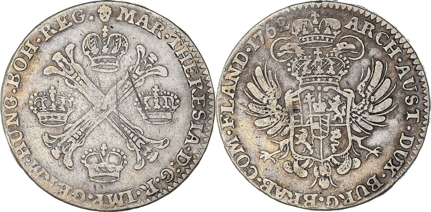 AUSTRIAN NETHERLANDS 1/2 Kronenthaler 1762/1 (B) Coin, Maria Theresa ...