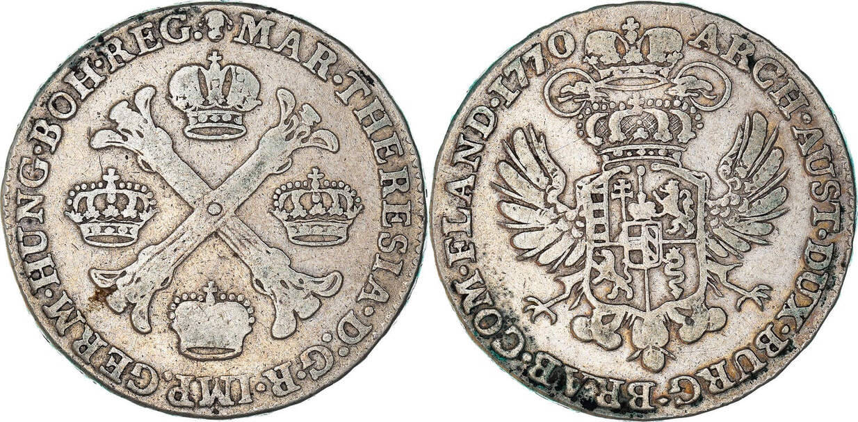 AUSTRIAN NETHERLANDS 1/2 Kronenthaler 1770 (B) Coin, Maria Theresa ...