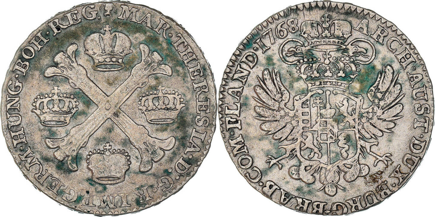 AUSTRIAN NETHERLANDS 1/2 Kronenthaler 1768 (B) Coin, Maria Theresa ...