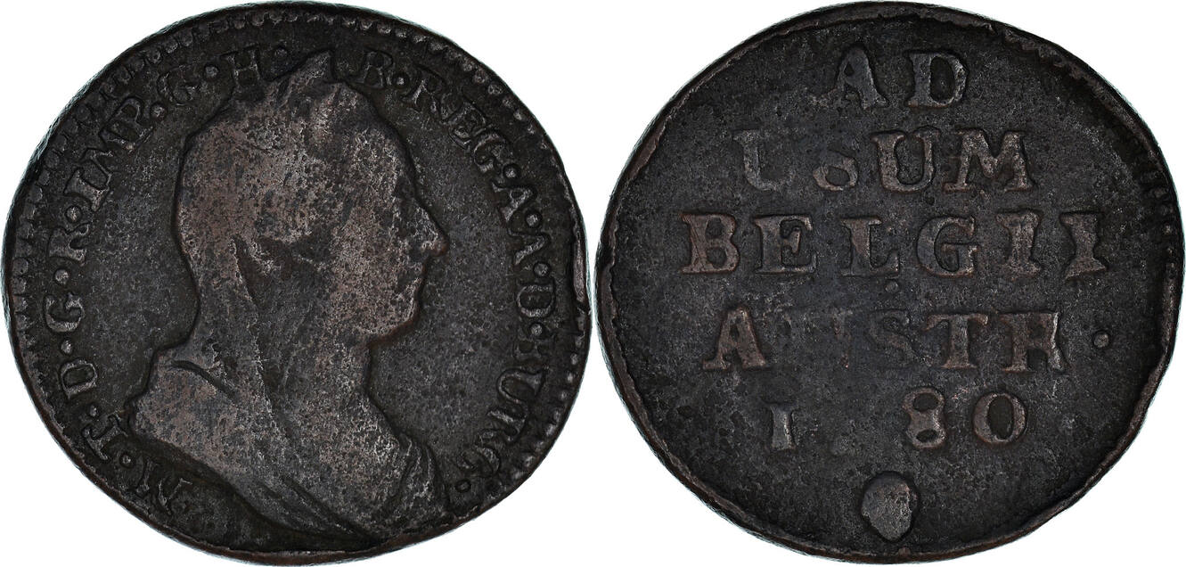 AUSTRIAN NETHERLANDS Liard, Oord 1780 (B) Coin, Maria Theresa, Brussels ...