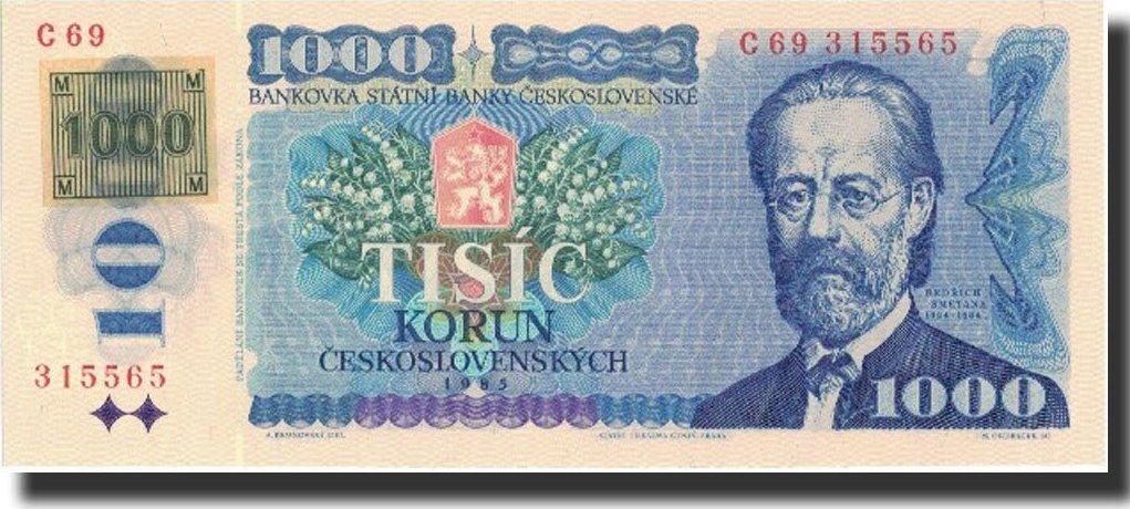 Czech Republic 1000 Korun Banknote 1993 Old Date 1985 Km3a Unc65 70 Ma Shops 