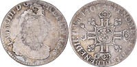 France 1/4 Ecu aux 8 L Coin, Louis XIV, Dijon, Holed, Silver -