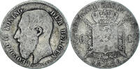 Belgium 50 Centimes Coin, Leopold II, Silver, KM:27 -