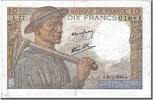 France 10 Francs Banknote, 10 F 1941-1949 ''Mineur'', 1944-01-20 -