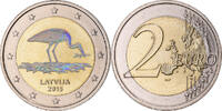 Latvia 2 Euro Cigogne, Colourized, Bi-Metallic -