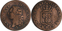 France Sol à l'Ecu Louis XVI, Orléans, Copper, KM:578.14 -