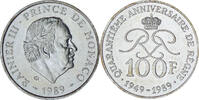 Monaco 100 Francs Coin, Rainier III, Silver, KM:164 -
