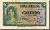 Spain 5 Pesetas Banknote -