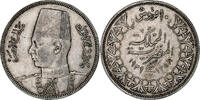 Egypt 10 Piastres Farouk, British Royal Mint, Silver -