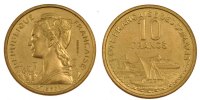 French Somaliland 10 Francs Coin, Paris, Aluminum-Bronze -